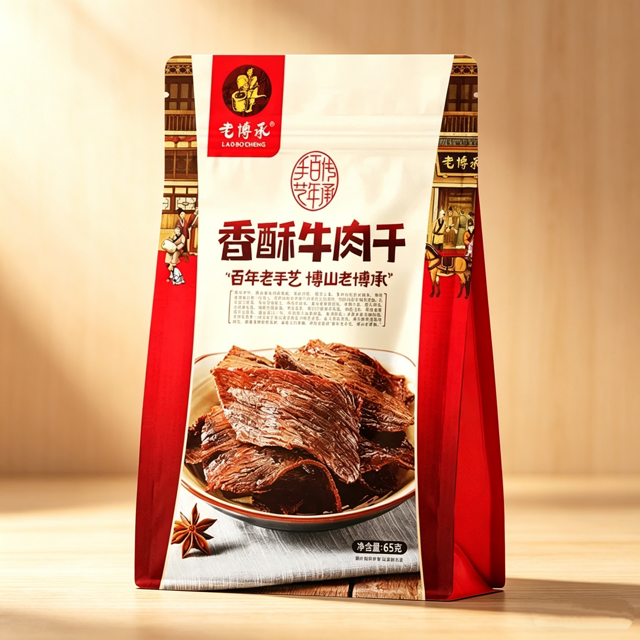 老博承香酥牛肉干淄博特产牛肉大片肉干咸甜酥香薄脆办公休闲零食
