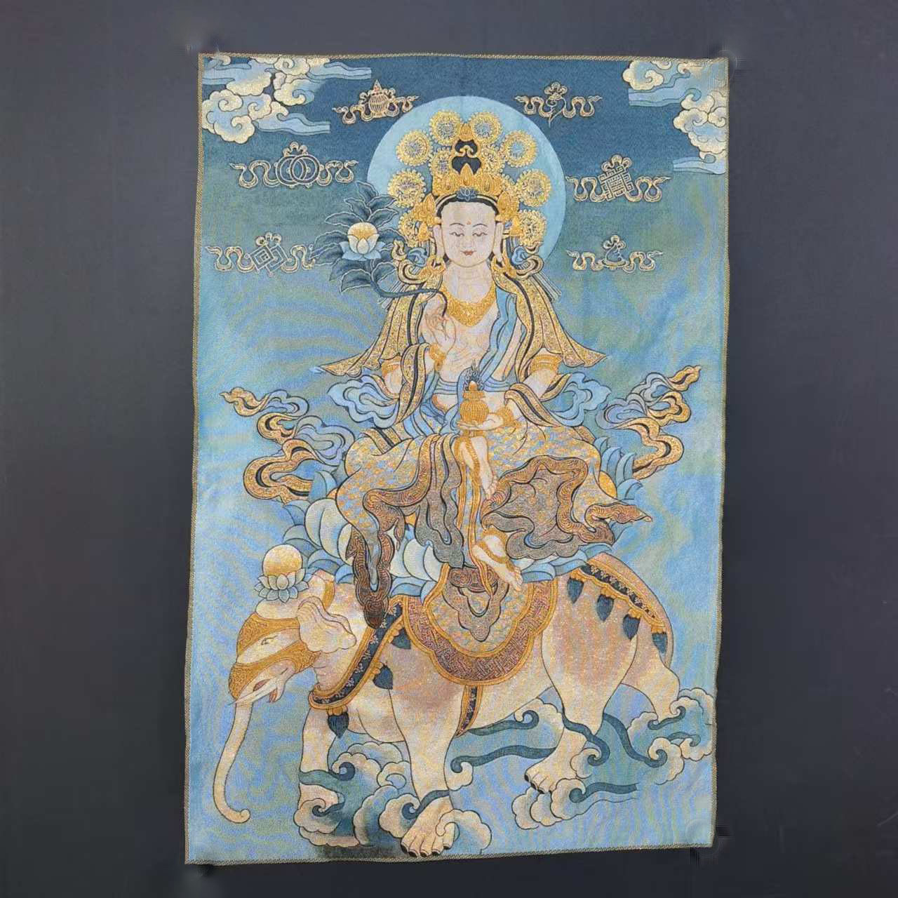 厂批发古玩织锦绣刺绣六字真言西藏唐卡坛城刺绣工艺品跨境工艺品
