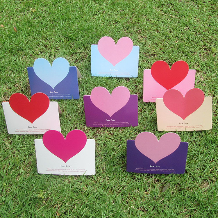 爱心折叠贺卡卡片 留言卡空白生日卡节日祝福卡爱心卡情人节礼物