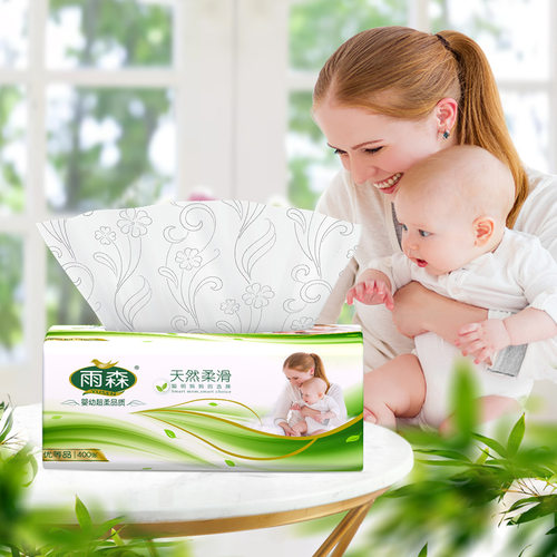 雨森妇婴抽纸母婴可用面巾纸4层加厚柔韧卫生纸家用户外抽纸6包