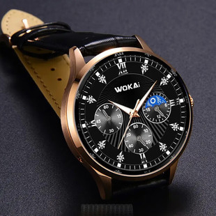 商务腕表石英运动手表休闲皮带男士 黑色 手表