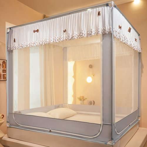 蚊帐家用卧室婴儿防摔免安装蒙古包纹帐防止掉床加厚支架高级新款