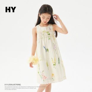 连衣裙儿童夏休闲外穿坎袖 女童纯棉无袖 裙子中童小学生女孩背心裙