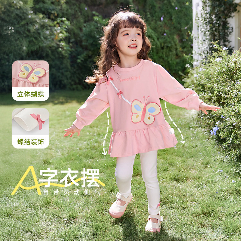小女孩纯棉薄套装,舒适可爱柔软