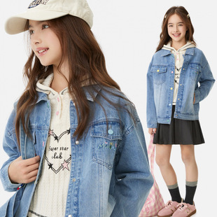 女童春秋款牛仔外套儿童春装2026新款上衣小学生女孩中童休闲开衫