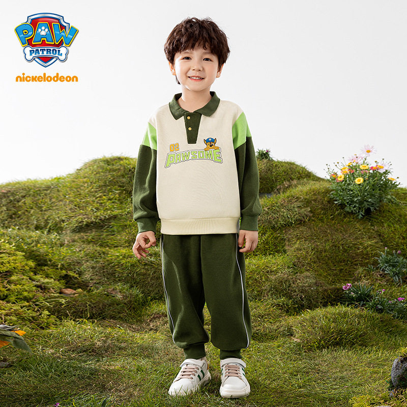 汪汪队男童女童春秋外穿套装儿童翻领套头卫衣幼儿园宝宝休闲运动