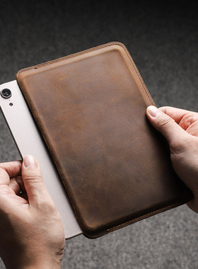 2024年适用于苹果mini4 5 迷你六iPad mini6保护套真皮疯马皮复古简约mini78.3寸超薄平板皮套防摔便捷携带