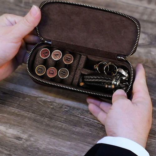 疯马皮饰品收纳盒便携式