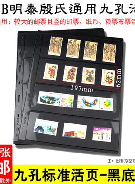 PCCB直插式九孔活页内页 黑底双面四行 纪念钞纪念钞票纸币收藏册