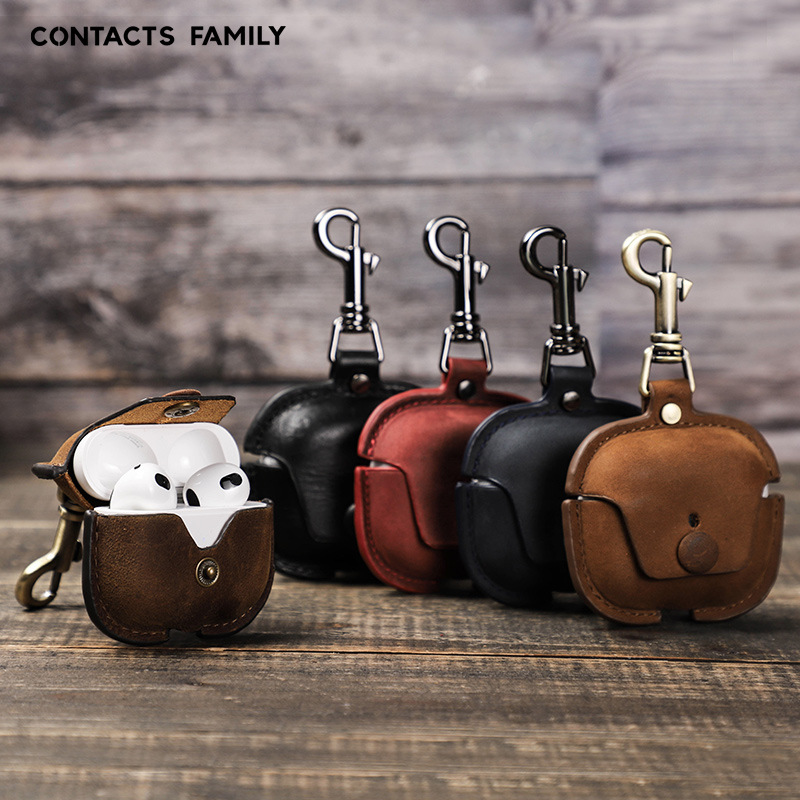 2022新款airpods 3保护套疯马皮适用于苹果三代蓝牙耳机套保护壳四代耳机真皮真机开模腰挂防摔A2566