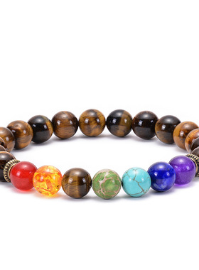 亚马逊热卖熔岩火山石手链天然石玛瑙手链瑜珈串珠手链饰品