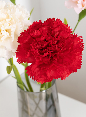 仿真花单支大朵康乃馨花束绢布假花家居客厅装饰插花摆件现货现发