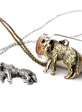 跨境欧美热销 创意潮流 长款维京复古狼头 简约百搭吊坠项链配饰