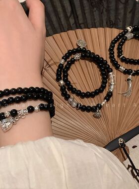 新中式山鬼花串珠双层手串女国风复古2024年新款手链个性百搭手饰