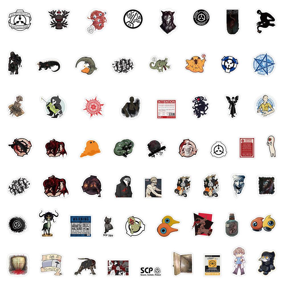 60张创意SCP基金会B款涂鸦贴纸可装饰手机壳手账本笔记本防水贴
