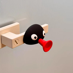 【新家的100个快递】嘟嘴企鹅门把手防撞硅胶玻璃门免打孔保护套