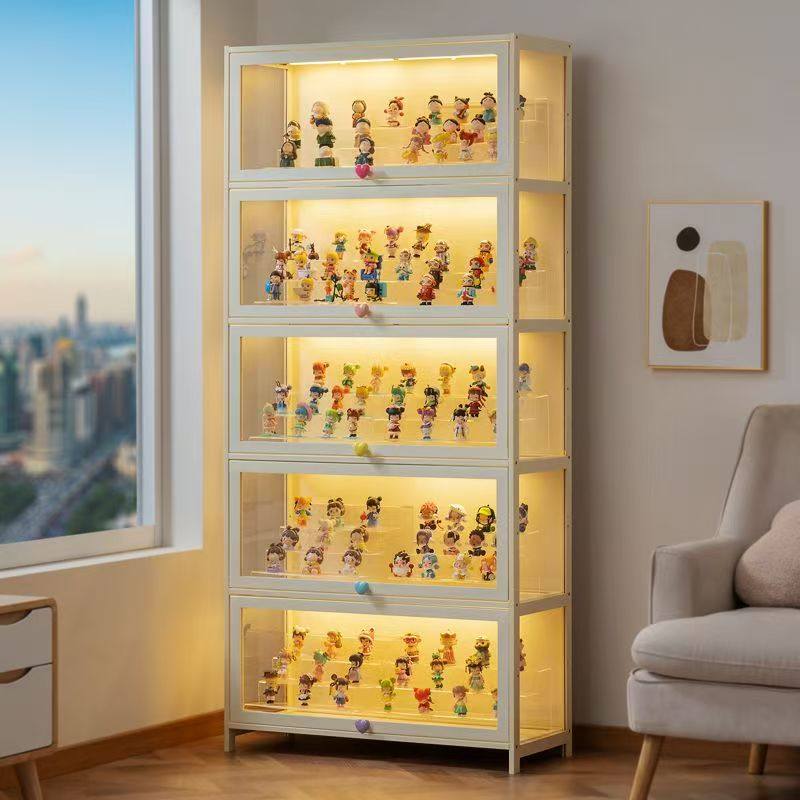 手办展示柜仿玻璃透明防尘奶油风多巴胺陈列柜乐高亚克力收纳盒子,收纳整理,手办收纳盒,淘宝优惠券,粉丝福利购,淘宝优惠卷