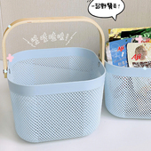 塑料收纳篮手提桌面家用水果零食筐厨房储物镂空置物篮购物杂物篮