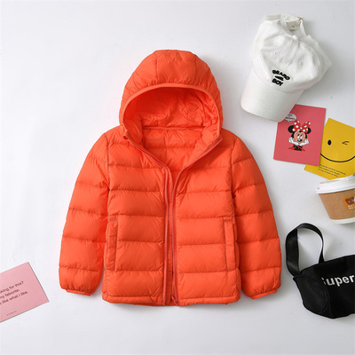 2025冬新款短款宝宝儿童羽绒服拉链衫连帽男童女童中大童轻薄外套