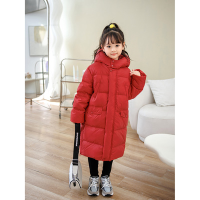 儿童羽绒服连帽时尚韩版宽松保暖加厚中童大童冬季洋气白鸭绒外套