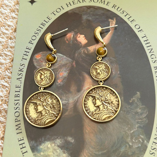 A140中古vintage复古宫廷风耳环女气质高级感耳钉耳饰