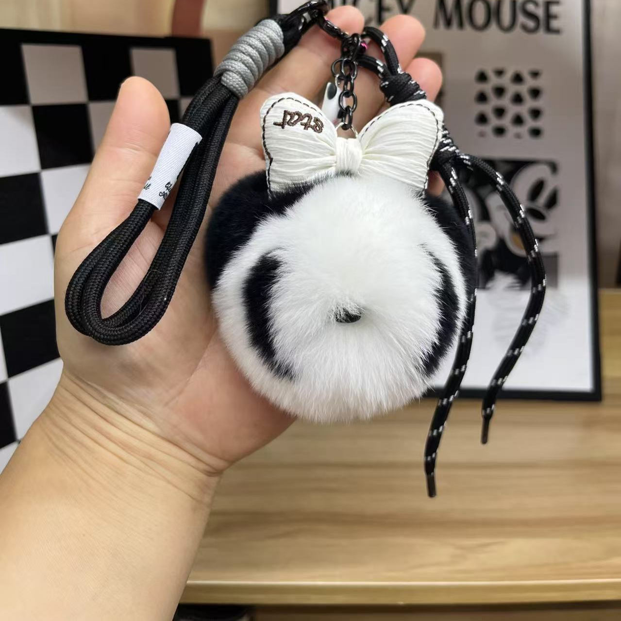 可爱卡通真獭兔毛小熊猫毛绒挂件