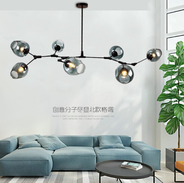 北欧灯具客厅简约现代吊灯大气分子灯魔豆灯创意个性卧室餐厅灯_虎窝淘