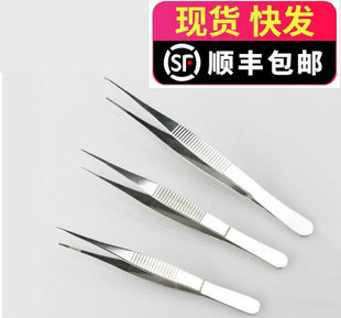 不锈钢镊子医用生物教学解剖镊子直尖头镊子12/14/16CM镊子