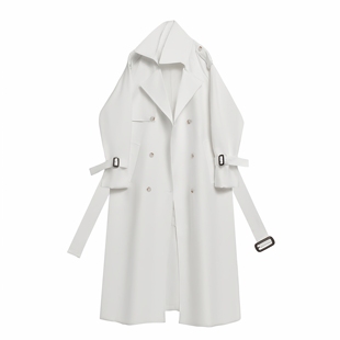 英伦风高级感大衣 流行超长款 白色2025新款 风衣外套男女春秋新款