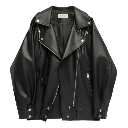 复古春秋机车BF风男女夹克皮外套