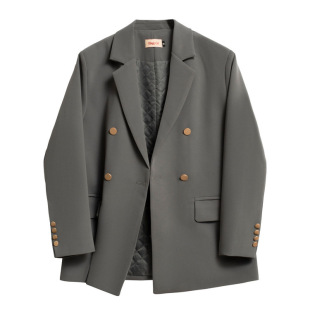 灰色女士休闲小西装 高级设计感加棉加厚小个子西服 外套女春秋新款