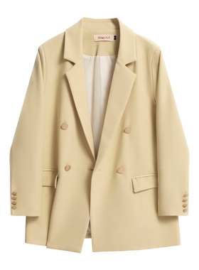 黄油黄色西装外套女宽松春秋宽松黑色韩版宽松复古休闲显瘦小西服