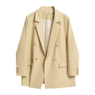 黄油黄色西装 宽松复古休闲显瘦小西服 外套女宽松春秋宽松黑色韩版