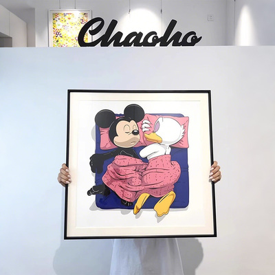 RXStrip米奇唐老鸭版画 CHAOHO挂画 sleeping togeth装饰画 卧室