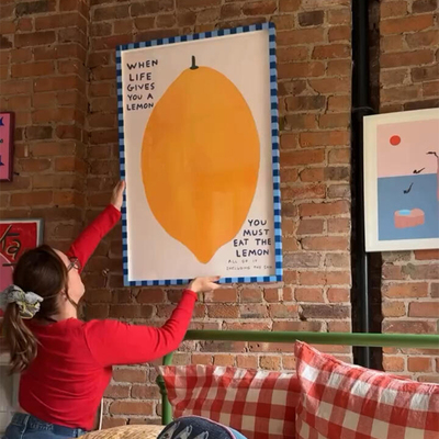 DavidShrigley趣味水果客厅装饰画画多巴胺治愈系卧室玄关艺术挂