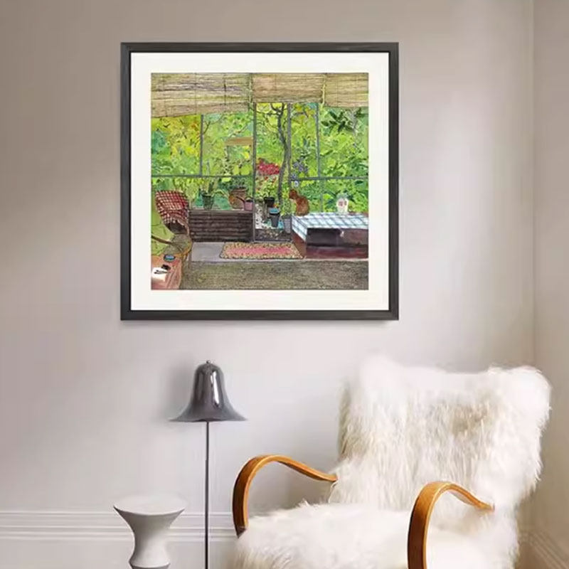 原木风博主同款客厅装饰画花朵壁画抽象植物北欧背景墙挂画摆件