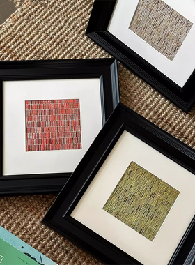 宝石红】现代中古风客厅装饰画小众艺术立体感壁画仿编织抽象挂画