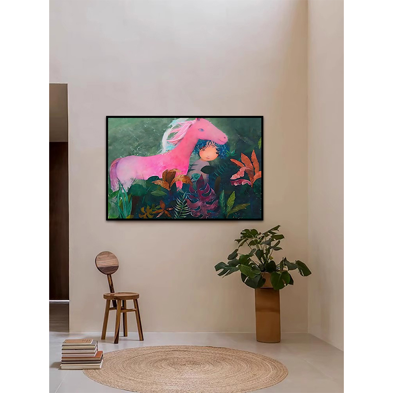 穿花寻路 小众艺术客厅装饰画设计师同款玄关动物北欧背景墙挂画图片