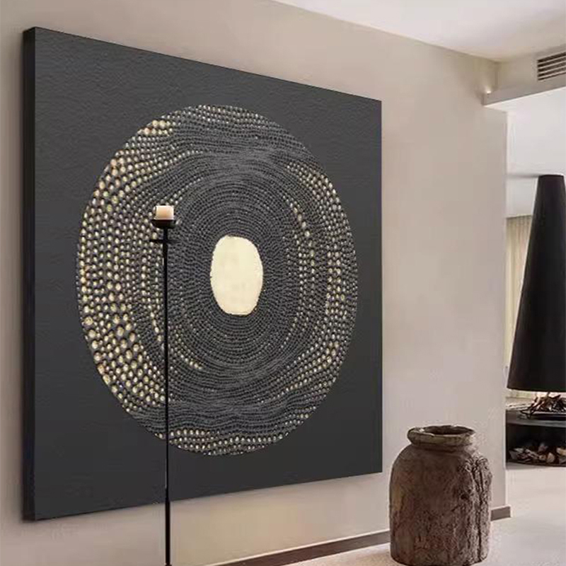 简约餐厅侘寂风装饰画卧室正方形酒店民宿抽象小众艺术高级挂壁画图片