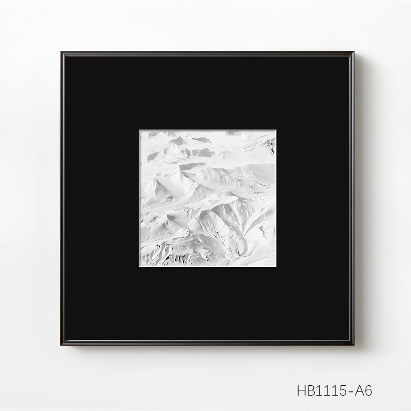 现代简约黑白雪山之巅艺术风景极简正方形装饰画客厅背景墙挂画