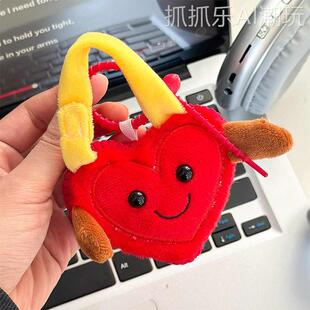 情人节红色同心锁爱心锁毛绒挂件女生礼物景区文创挂饰钥匙扣