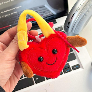 情人节红色同心锁爱心锁毛绒挂件女生礼物景区文创挂饰钥匙扣批发