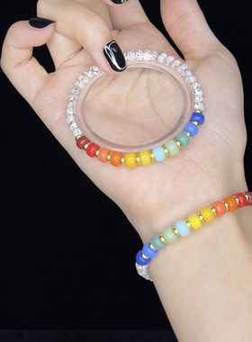 小红书同款6mm星月菩提彩虹琉璃雪巴珠男女饰品转运珠盘复古编织