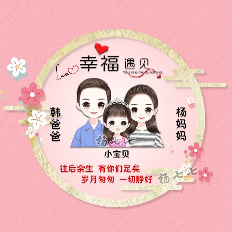 幸福遇见你爸爸妈妈宝贝微信姓氏全家福头像制作用自己姓氏做头像