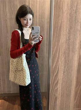 欧洲站法式气质碎花吊带两件式洋装装夏2025新款小个子高级感气质