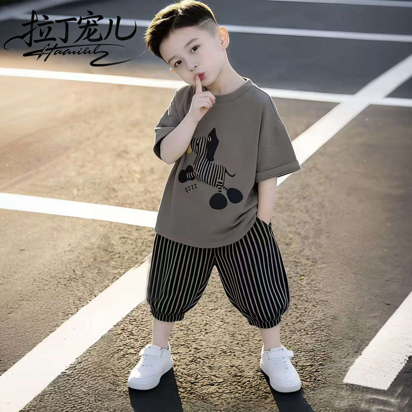 欧洲站男童短袖夏装套装2