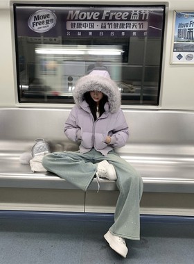 欧洲站切糕自制小个子秋冬新款设计感裤子女质感蓝色加绒阔腿烫银