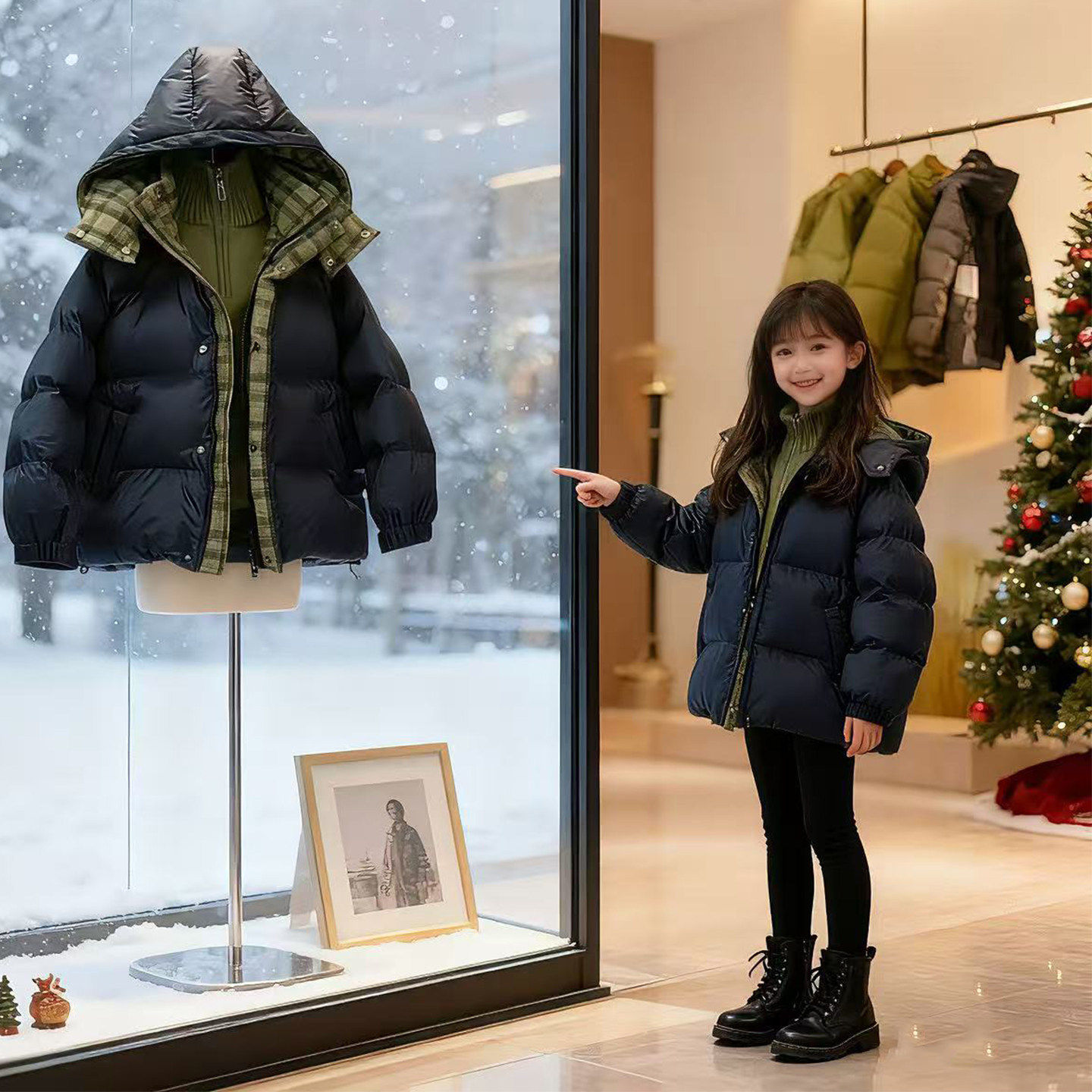 欧洲站女童冬季加厚棉服2025新款中大童韩版羽绒棉保暖连帽棉衣冬