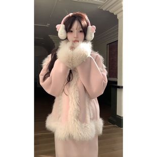 冬装搭配一整套女2025新款高级小香风外套新年毛绒绒气质两件套装