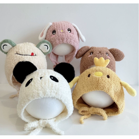 动物造型儿童针织帽子秋冬季毛绒宝宝针织帽棉里保暖护耳毛线帽